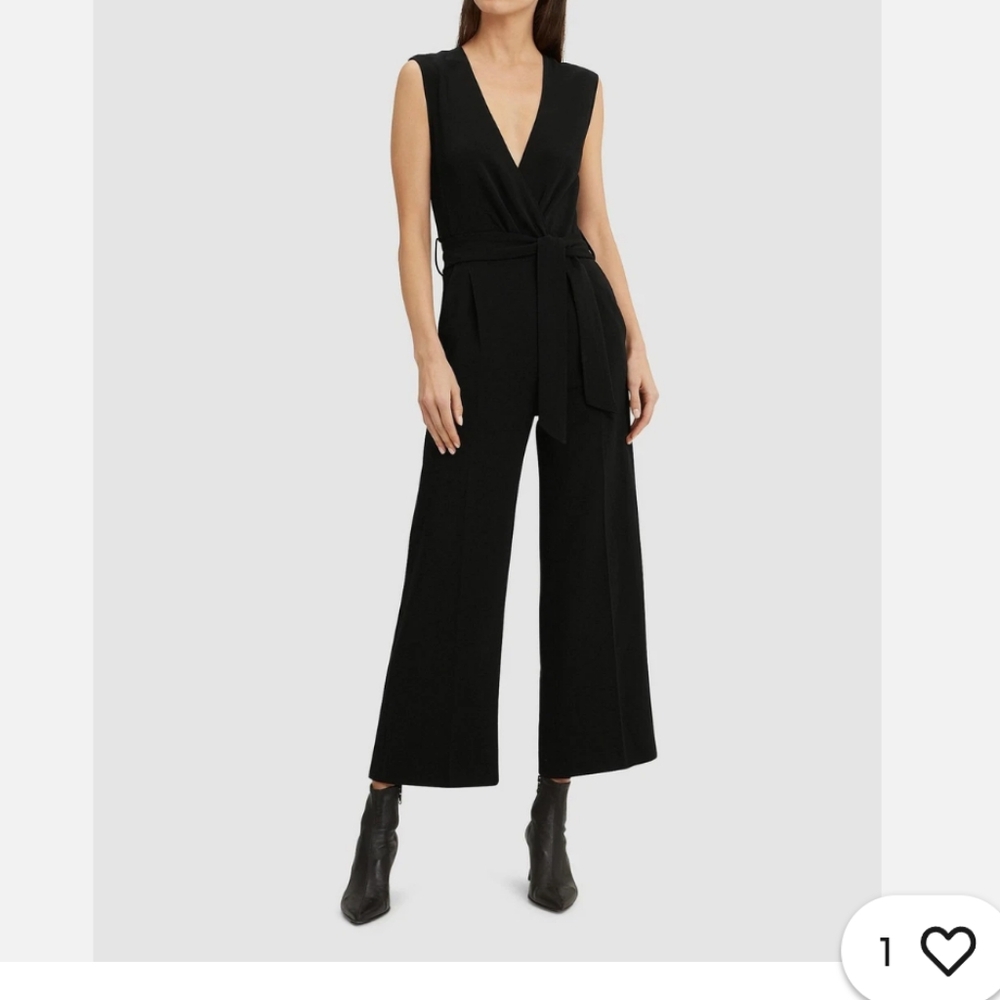 IRO Black V-Neck Belted Jumpsuit